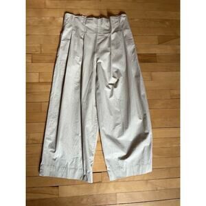 Cos cropped pleated wide leg high waisted pants, khaki, sz 10